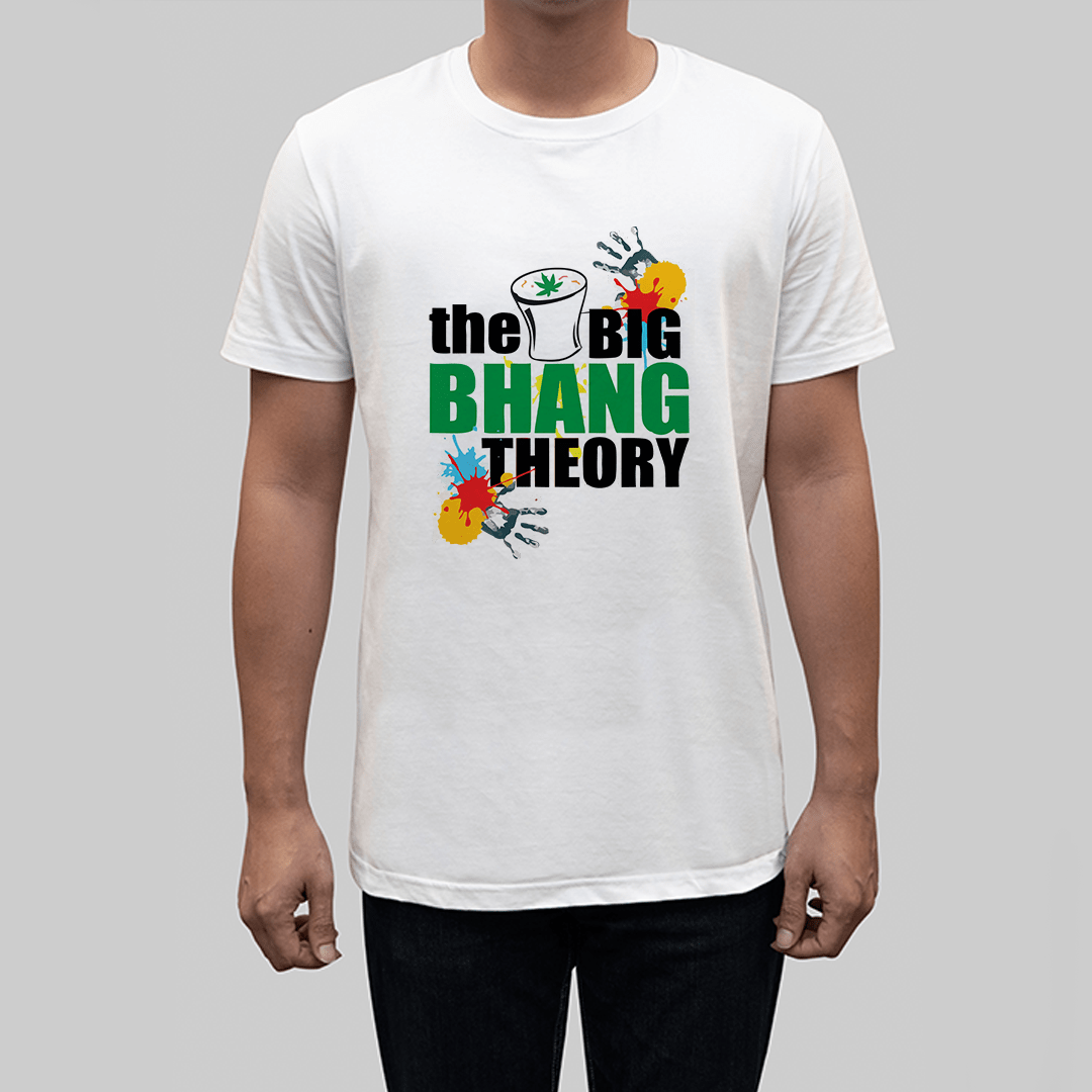 Bhang White Round Neck Matte Half Sleeve T-Shirt