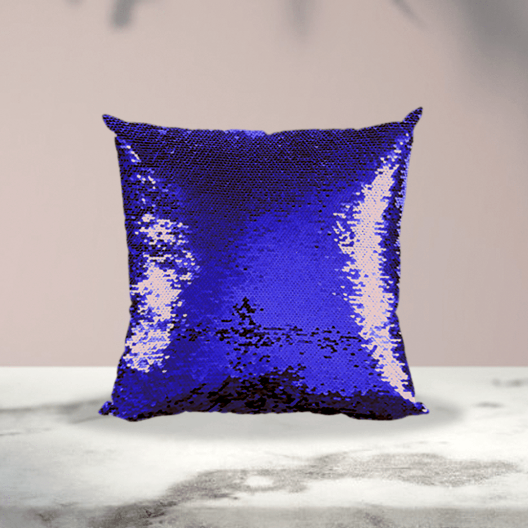 Blue sequin cushion hotsell